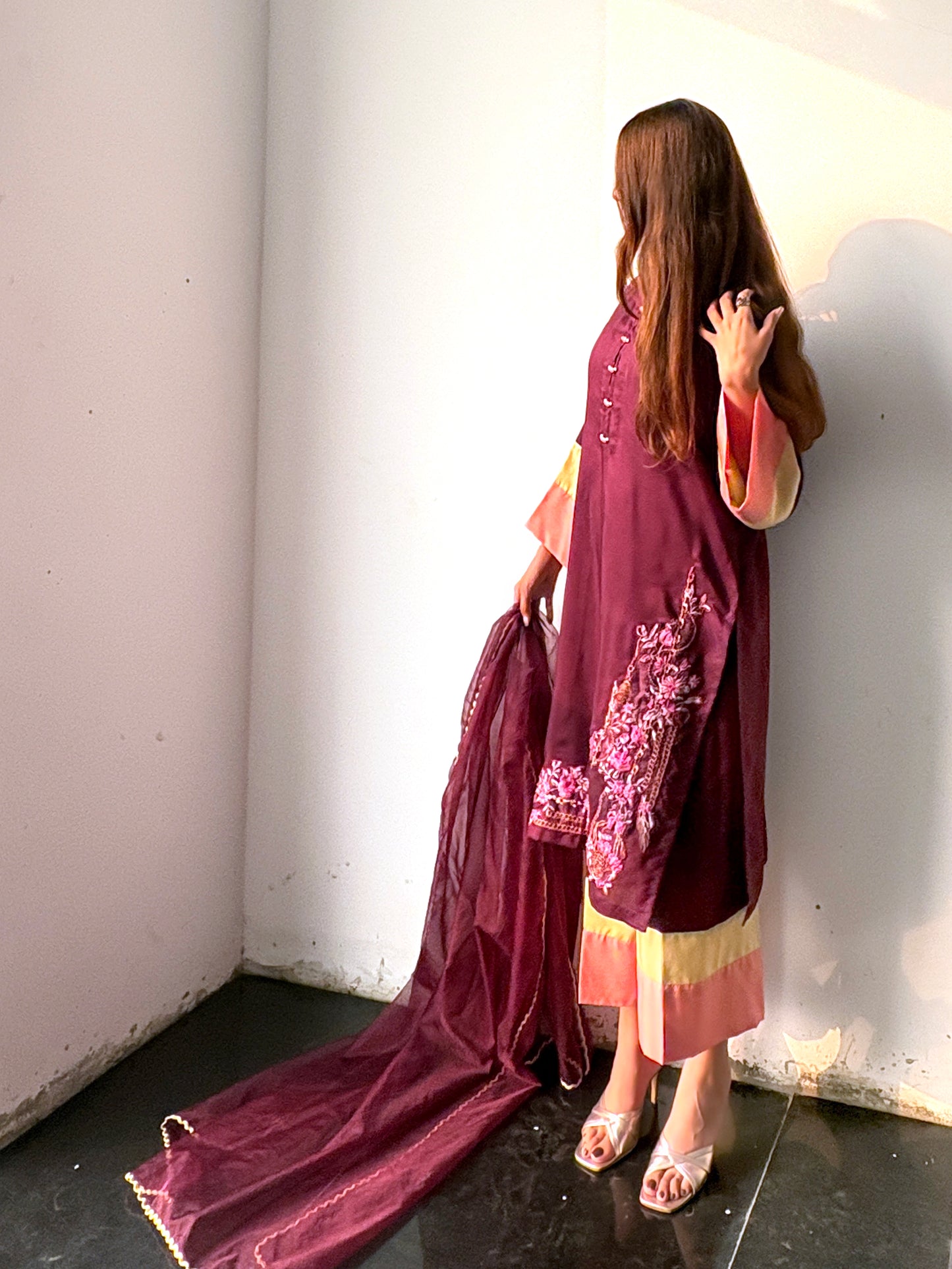 Royal Plum Bloom-3-Piece Embroidered Suit