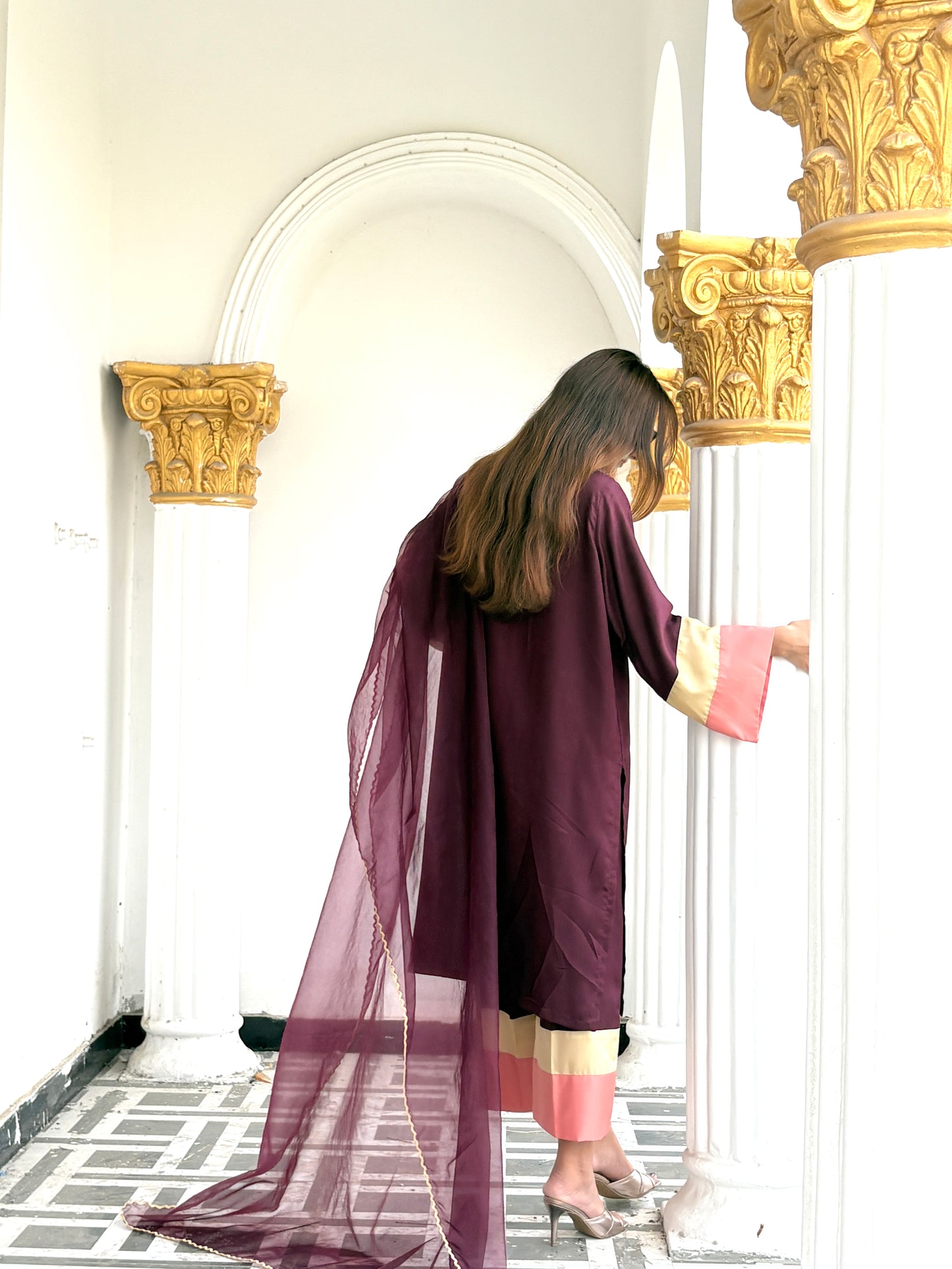 Royal Plum Bloom-3-Piece Embroidered Suit